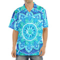Blue Vishuddha Chakra Mandala Print Aloha Shirt