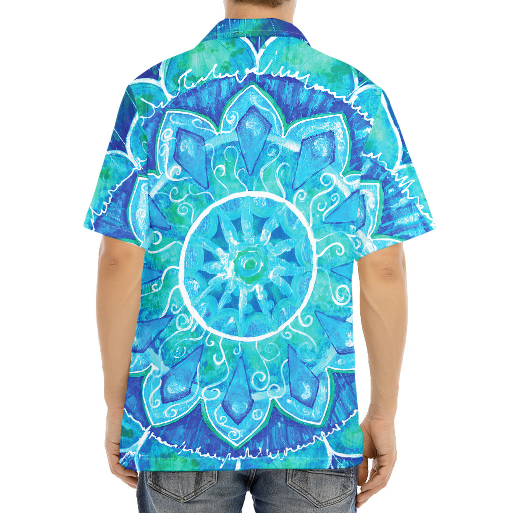Blue Vishuddha Chakra Mandala Print Aloha Shirt