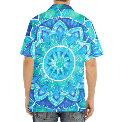 Blue Vishuddha Chakra Mandala Print Aloha Shirt