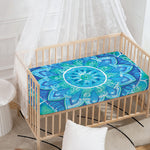 Blue Vishuddha Chakra Mandala Print Baby Crib Sheet