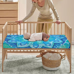 Blue Vishuddha Chakra Mandala Print Baby Crib Sheet