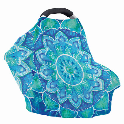 Blue Vishuddha Chakra Mandala Print Baby Seat Cover
