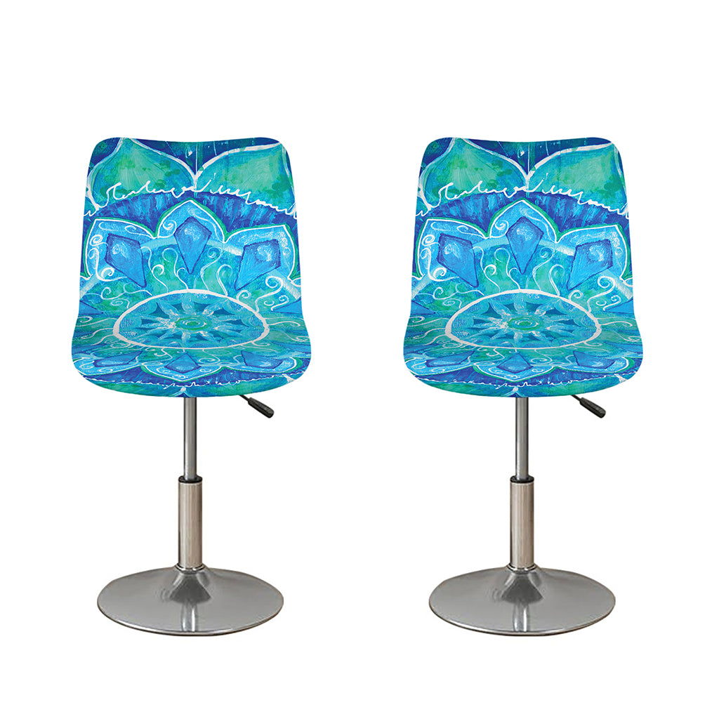 Blue Vishuddha Chakra Mandala Print Bar Stool Covers
