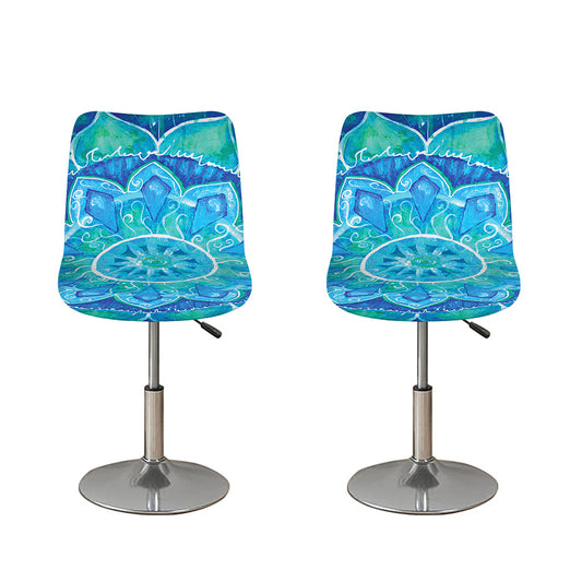 Blue Vishuddha Chakra Mandala Print Bar Stool Covers