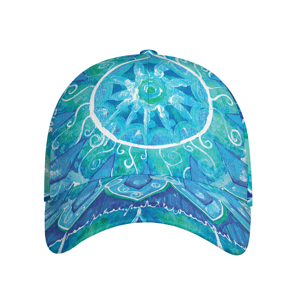 Blue Vishuddha Chakra Mandala Print Baseball Cap