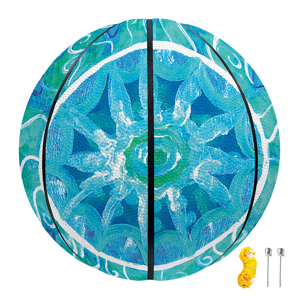 Blue Vishuddha Chakra Mandala Print Basketball