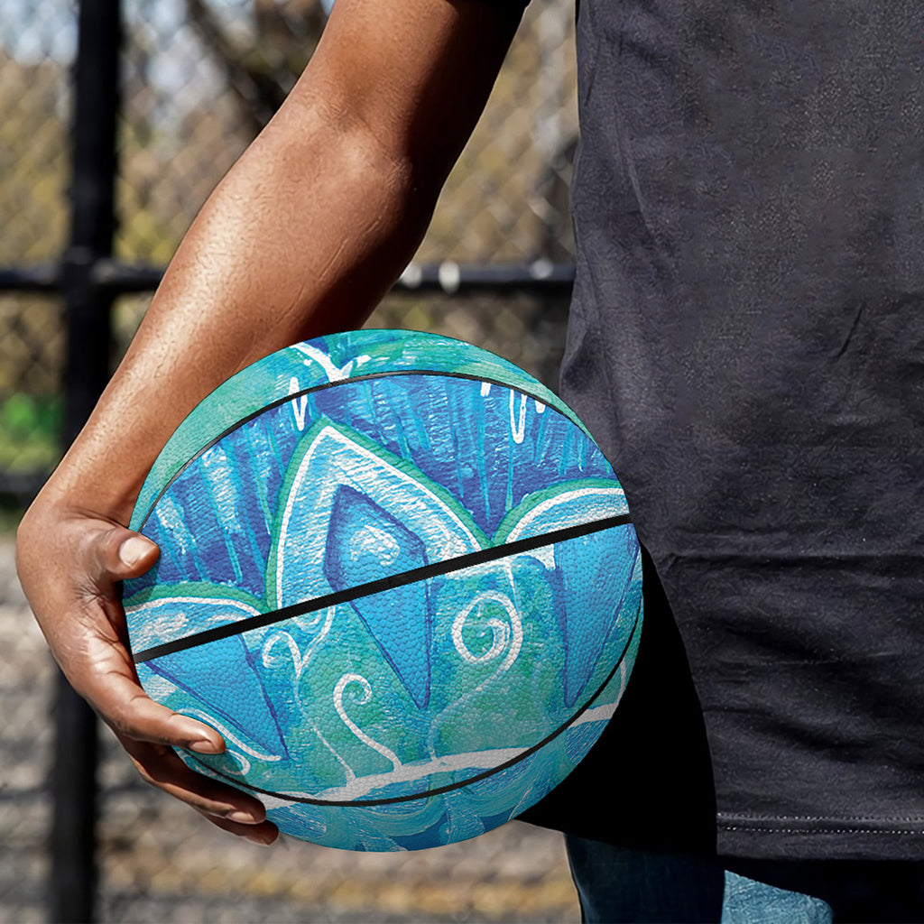 Blue Vishuddha Chakra Mandala Print Basketball
