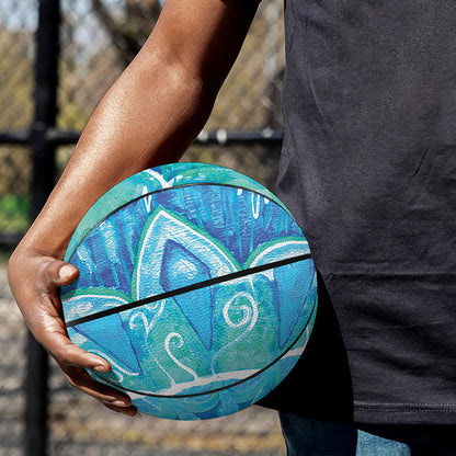 Blue Vishuddha Chakra Mandala Print Basketball