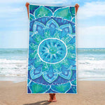 Blue Vishuddha Chakra Mandala Print Beach Towel