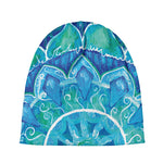 Blue Vishuddha Chakra Mandala Print Beanie