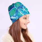 Blue Vishuddha Chakra Mandala Print Beanie