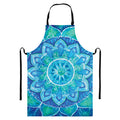 Blue Vishuddha Chakra Mandala Print Bib Apron With Pocket