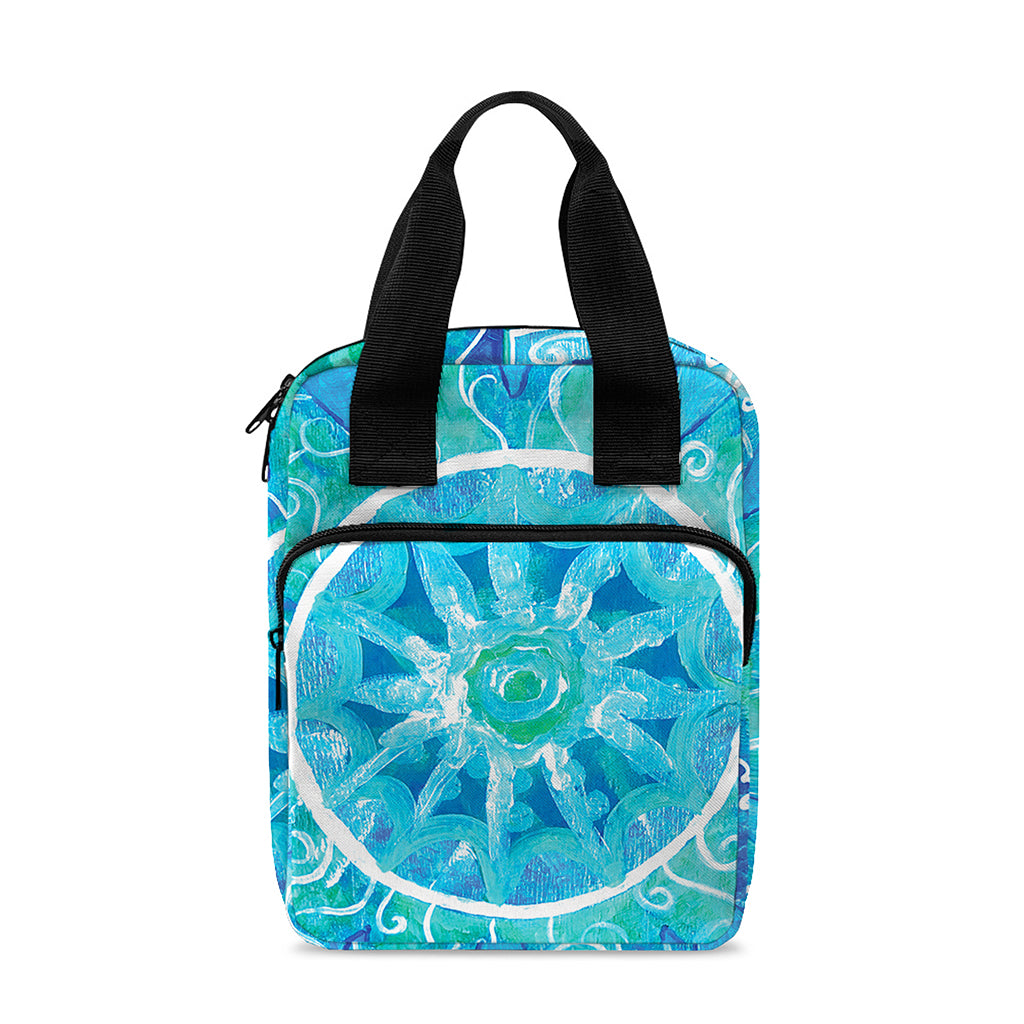 Blue Vishuddha Chakra Mandala Print Bible Tote Bag