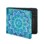 Blue Vishuddha Chakra Mandala Print Bifold Wallet