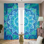 Blue Vishuddha Chakra Mandala Print Blackout Pencil Pleat Curtains