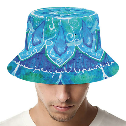 Blue Vishuddha Chakra Mandala Print Bucket Hat
