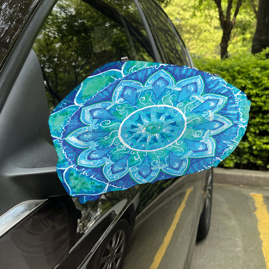 Blue Vishuddha Chakra Mandala Print Car Side Mirror Covers