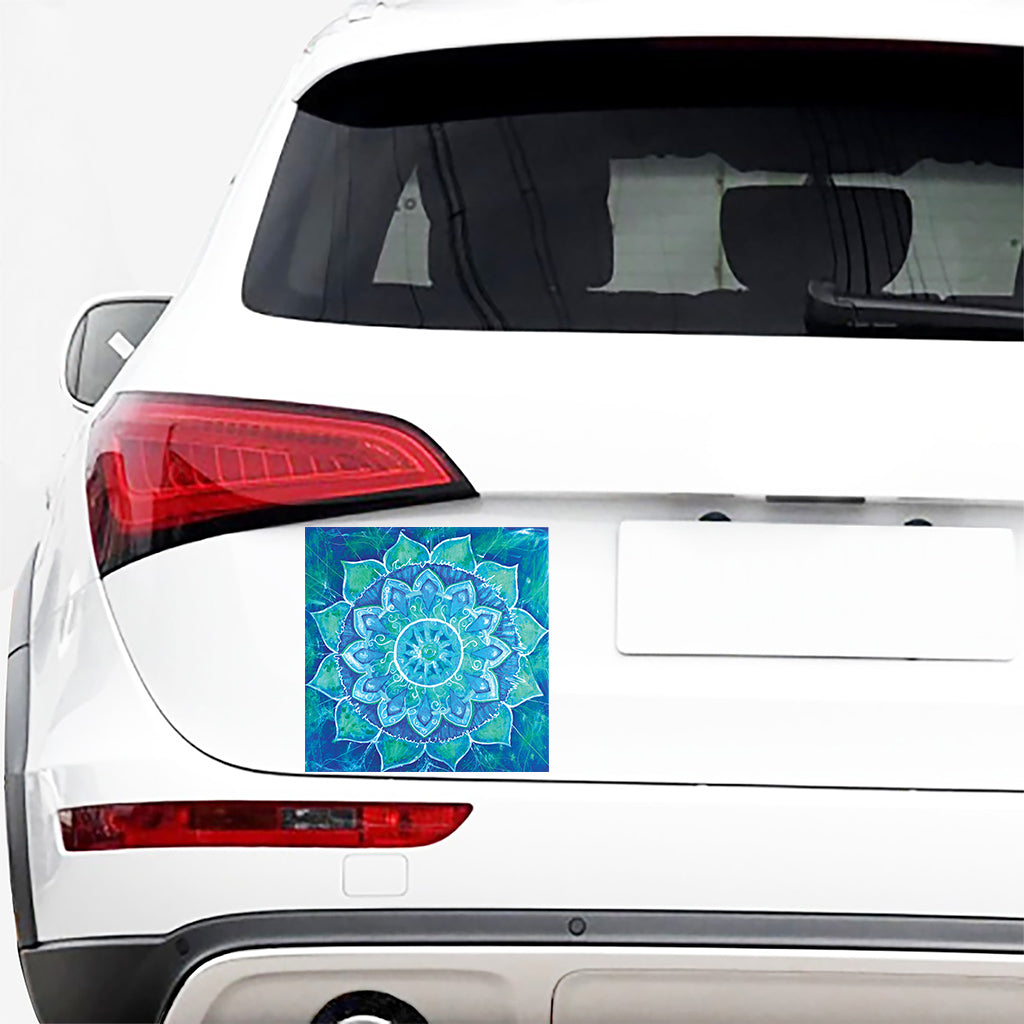 Blue Vishuddha Chakra Mandala Print Car Sticker