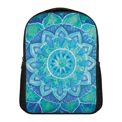 Blue Vishuddha Chakra Mandala Print Casual Backpack