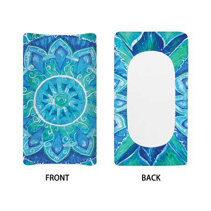 Blue Vishuddha Chakra Mandala Print Changing Pad Cover