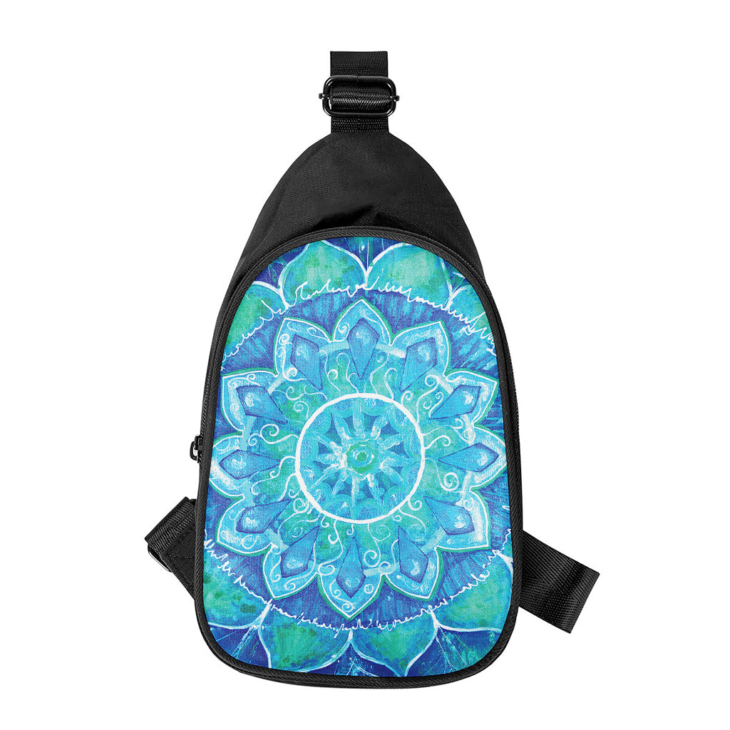 Blue Vishuddha Chakra Mandala Print Chest Bag