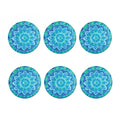 Blue Vishuddha Chakra Mandala Print Coaster Set
