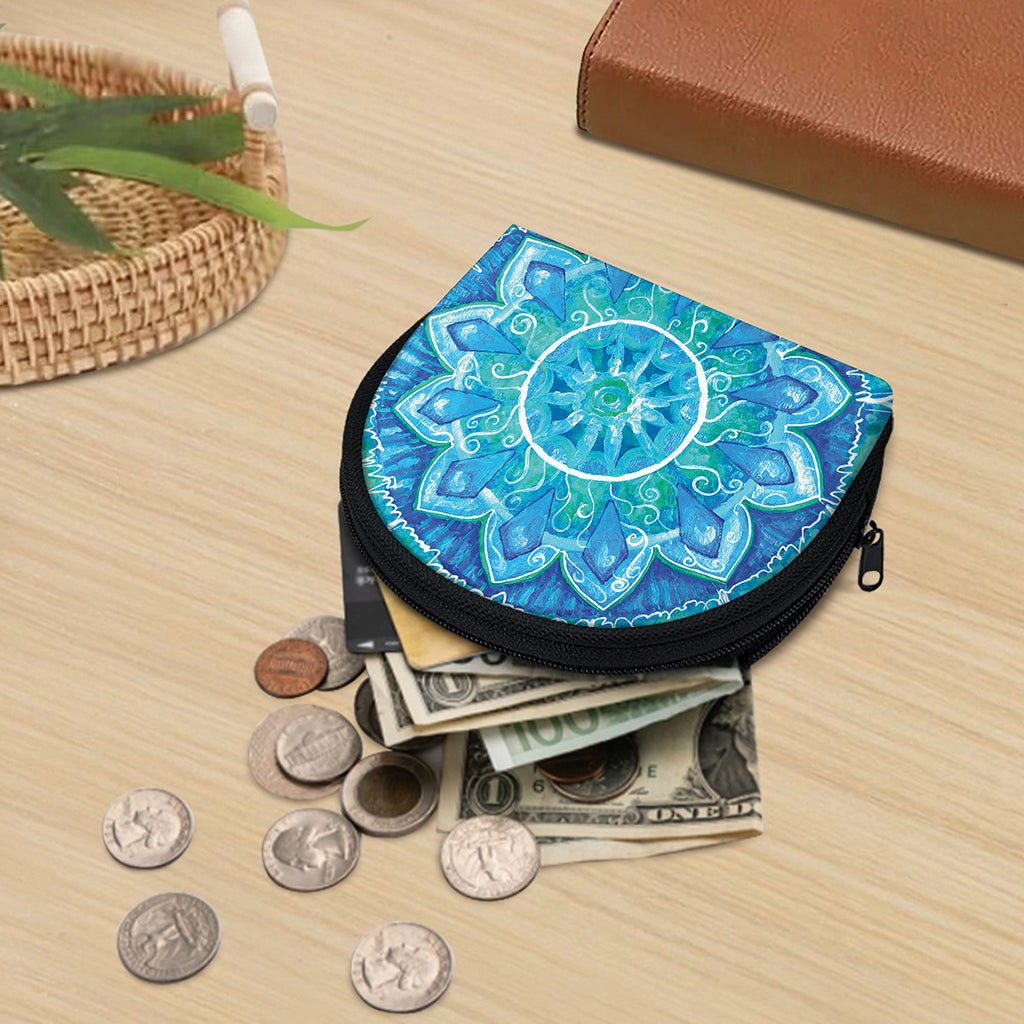 Blue Vishuddha Chakra Mandala Print Coin Purse