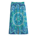 Blue Vishuddha Chakra Mandala Print Cotton Front Slit Maxi Skirt