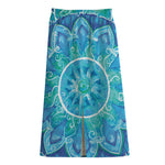 Blue Vishuddha Chakra Mandala Print Cotton Front Slit Maxi Skirt