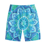 Blue Vishuddha Chakra Mandala Print Cotton Shorts