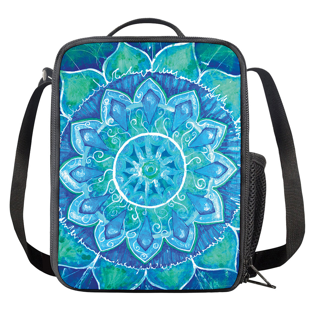 Blue Vishuddha Chakra Mandala Print Crossbody Lunch Bag