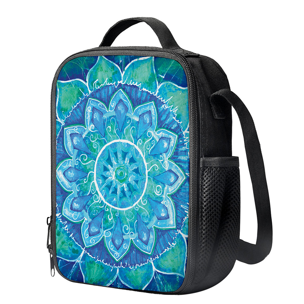 Blue Vishuddha Chakra Mandala Print Crossbody Lunch Bag