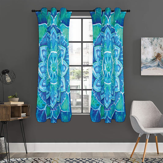 Blue Vishuddha Chakra Mandala Print Curtain