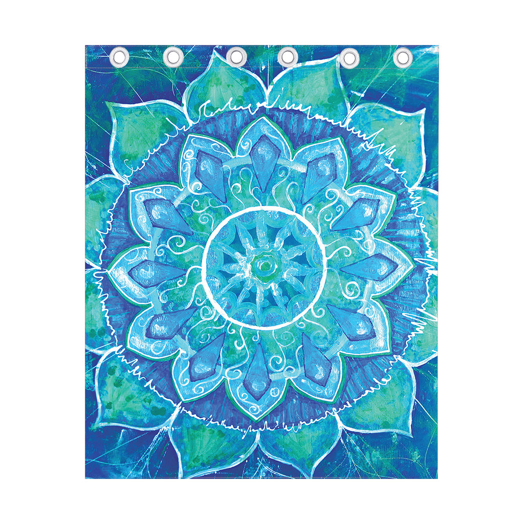 Blue Vishuddha Chakra Mandala Print Curtain