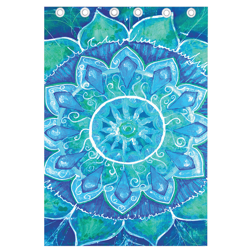 Blue Vishuddha Chakra Mandala Print Curtain