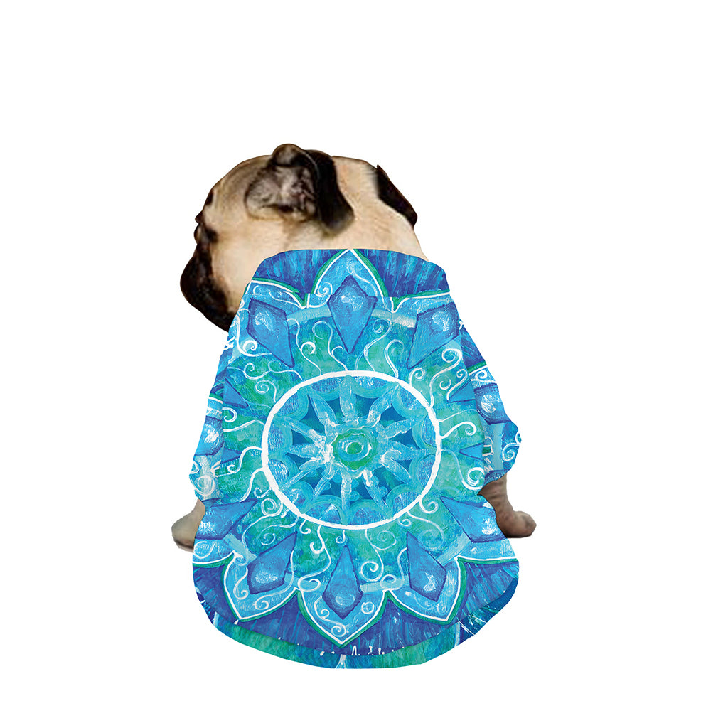 Blue Vishuddha Chakra Mandala Print Dog Zip Up Jacket