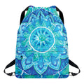 Blue Vishuddha Chakra Mandala Print Drawstring Backpack