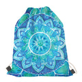 Blue Vishuddha Chakra Mandala Print Drawstring Bag