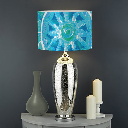 Blue Vishuddha Chakra Mandala Print Drum Lamp Shade