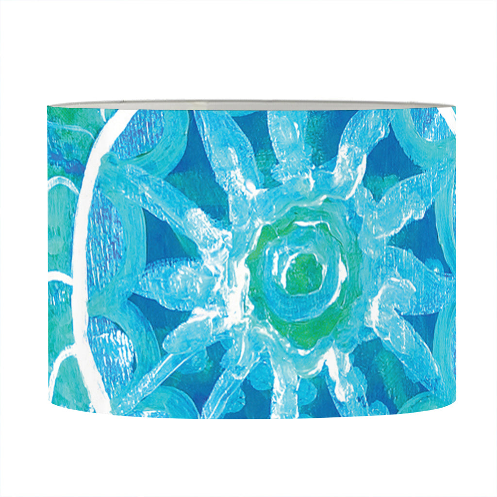 Blue Vishuddha Chakra Mandala Print Drum Lamp Shade
