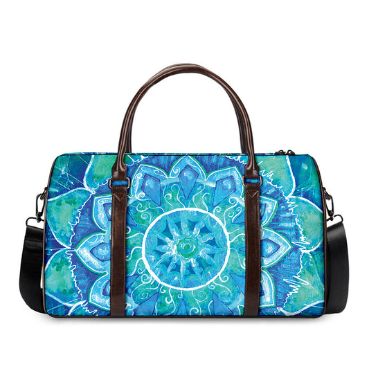 Blue Vishuddha Chakra Mandala Print Duffle Bag