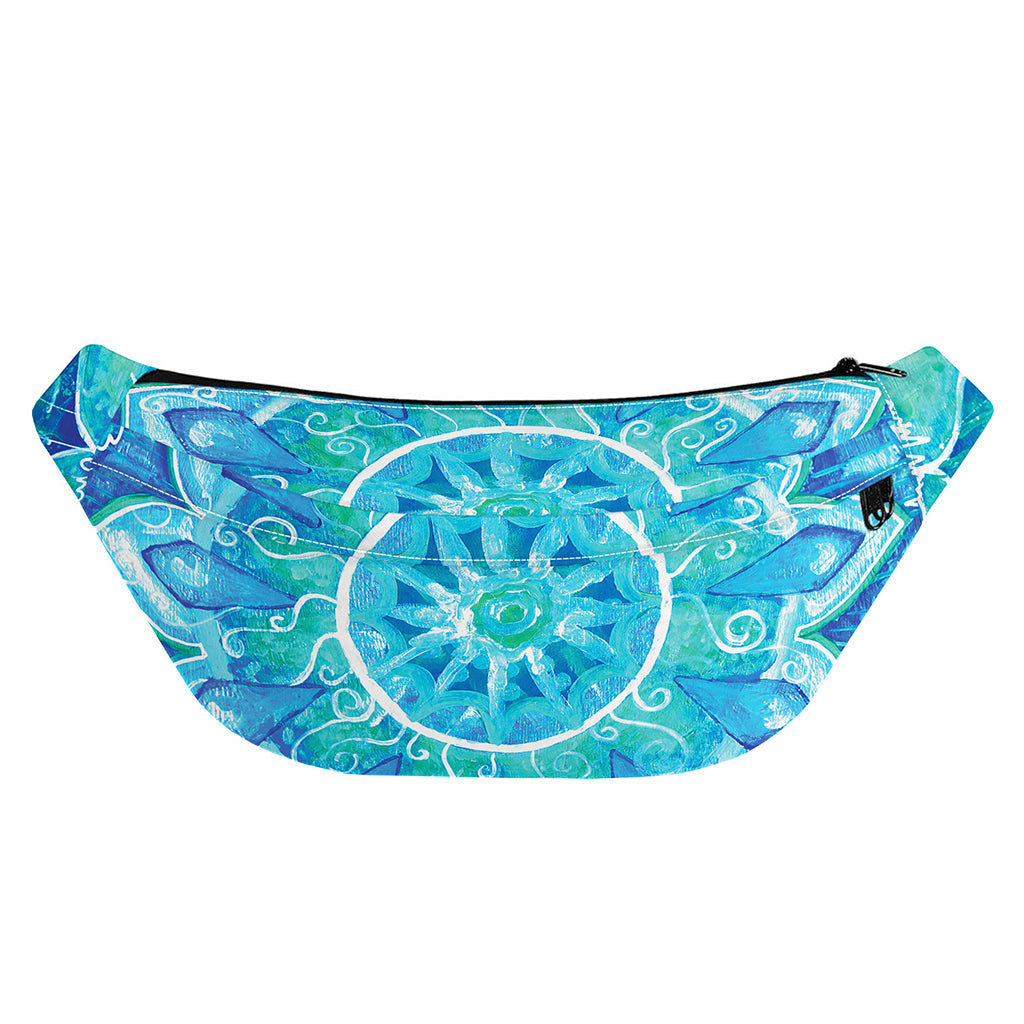 Blue Vishuddha Chakra Mandala Print Fanny Pack