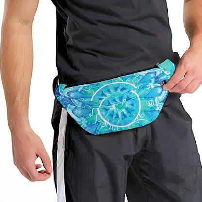 Blue Vishuddha Chakra Mandala Print Fanny Pack
