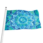 Blue Vishuddha Chakra Mandala Print Flag