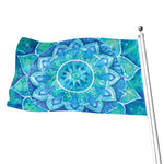 Blue Vishuddha Chakra Mandala Print Flag