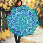 Blue Vishuddha Chakra Mandala Print Foldable Umbrella