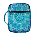 Blue Vishuddha Chakra Mandala Print Front Pocket Bible Bag