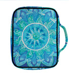 Blue Vishuddha Chakra Mandala Print Front Pocket Bible Bag