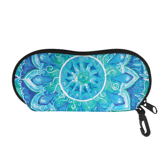 Blue Vishuddha Chakra Mandala Print Glasses Case