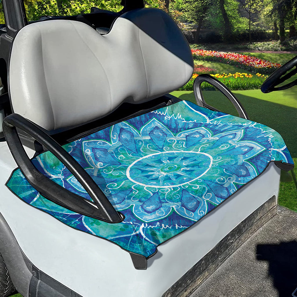 Blue Vishuddha Chakra Mandala Print Golf Cart Seat Cover